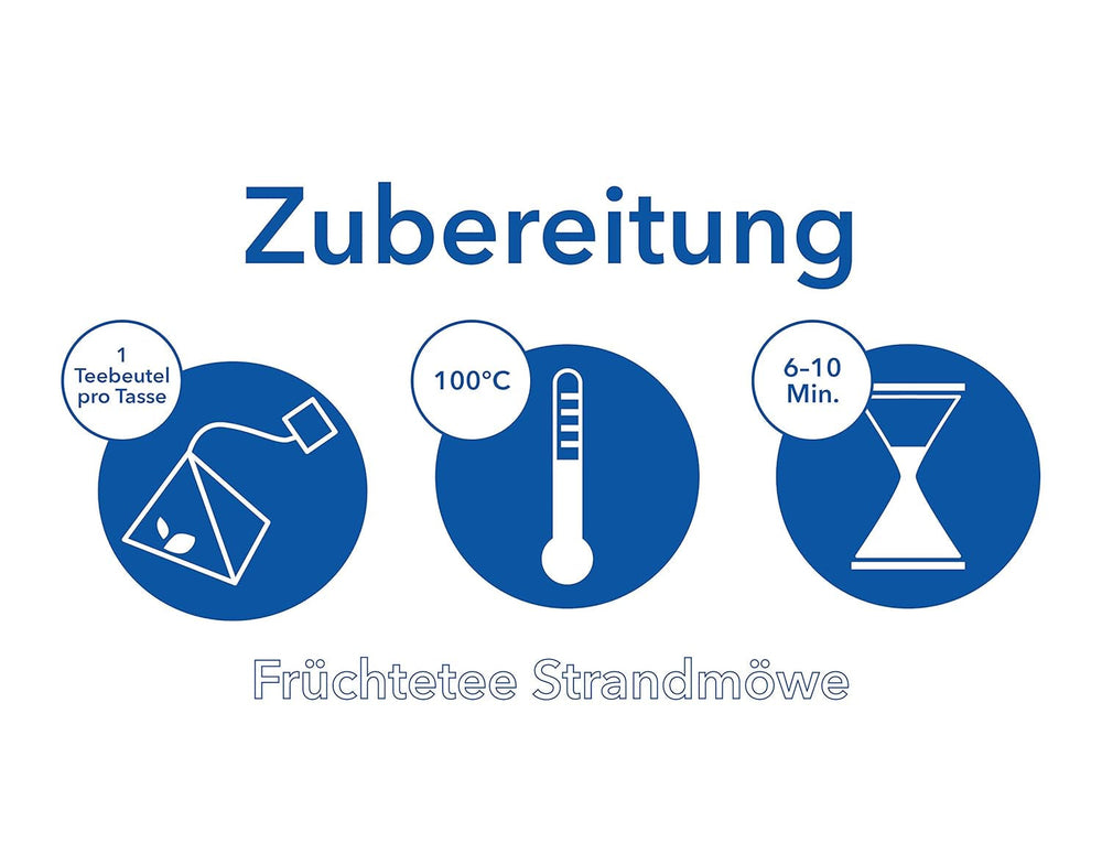 Ceai de fructe în pliculețe piramidale Portocale și căpșuni - Strandmöwe 15 pliculețe Mehr Meer Sylter Teekontor