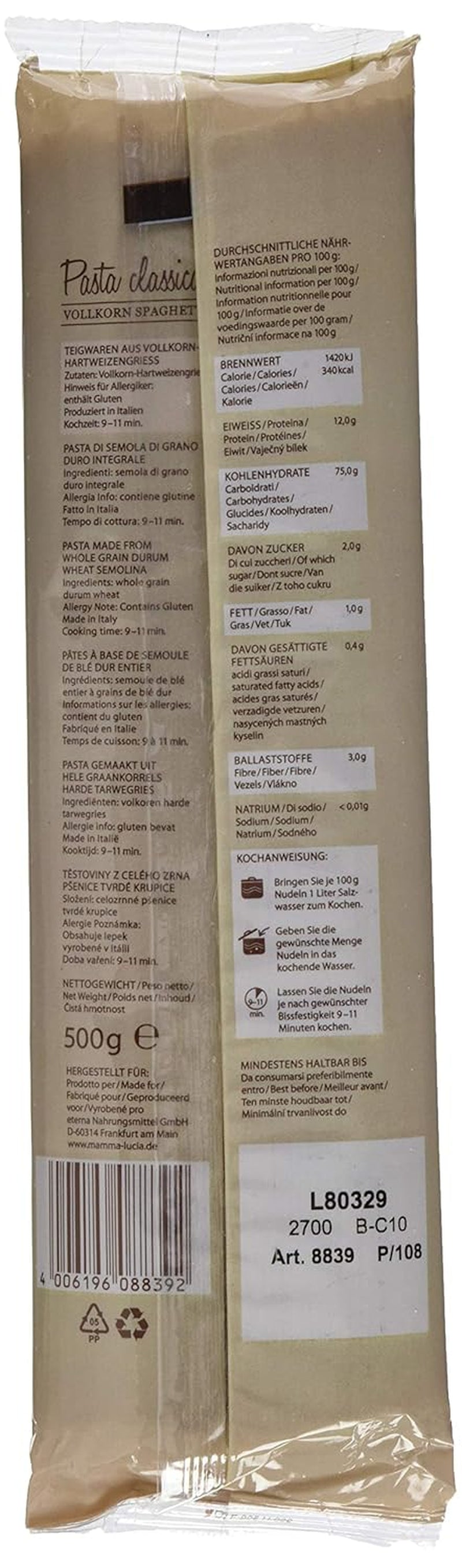 Paste integrale spaghete, 500 g