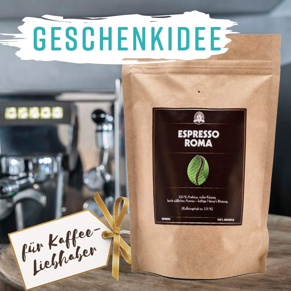 Henry's Espresso Roma 500g - prăjire ușoară - corp plin - aciditate scăzută - calitate rafinată - boabe de cafea direct de la fermier