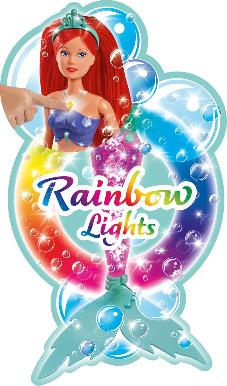 Simba 105733656 - Păpușa Steffi Love Sirena Sclipitoare (39 cm) - sirenă strălucitoare cu schimbare de culoare curcubeu luminos, jucărie rezistentă la apă pentru copii cu vârsta de 3 ani și peste