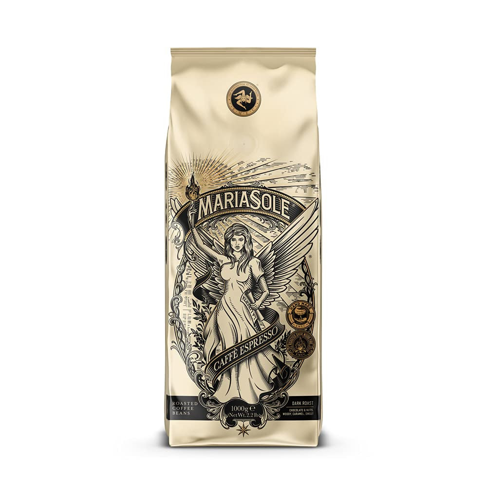 Caffè Espresso Kaffeebohnen - Traditionelle Röstung in Sizilien über Holzfeuer In Handarbeit - Premium Espressobohnen 1kg für Vollautomat und Siebträger