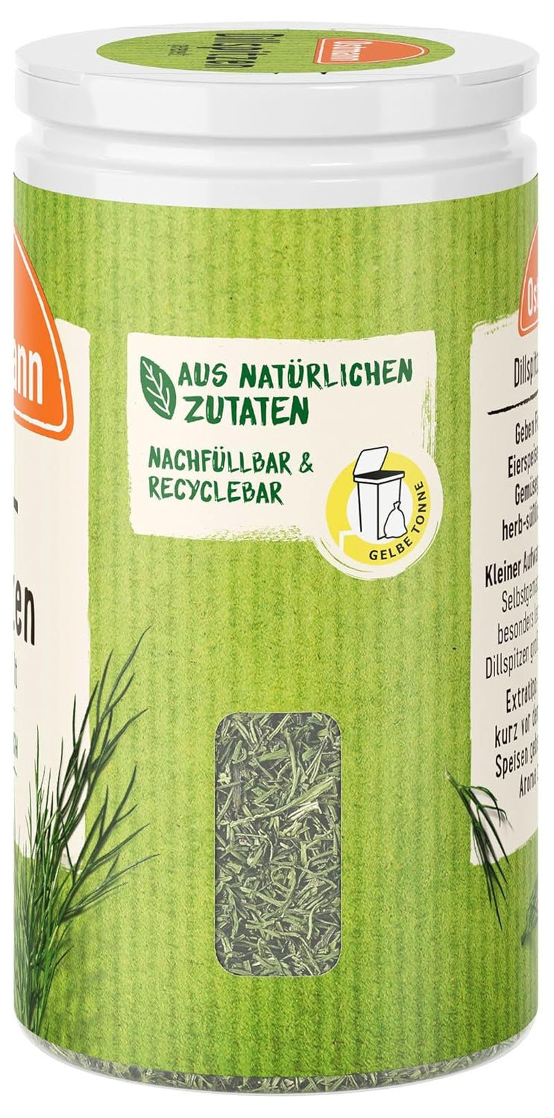 Ostmann Gewürze - Dillspitzen gerebelt | Ideal für Kartoffelsalat, Fischgerichte und Senfsaucen | 12,5 g in der Streudose
