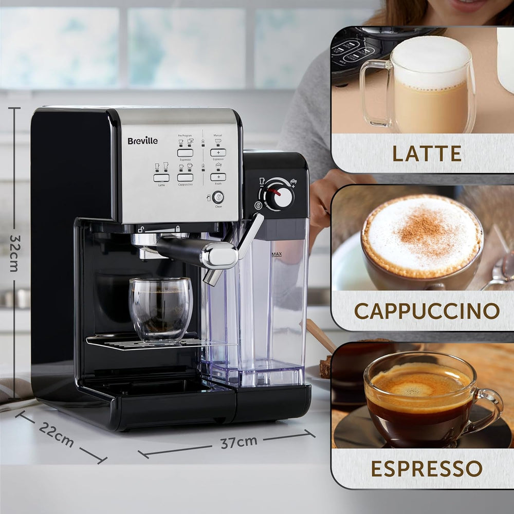 Espresso Breville Prima Latte II | Aparat de latte și cappuccino | Pompă profesională cu 15 bari și spumator de lapte | Argintiu [VCF108X]