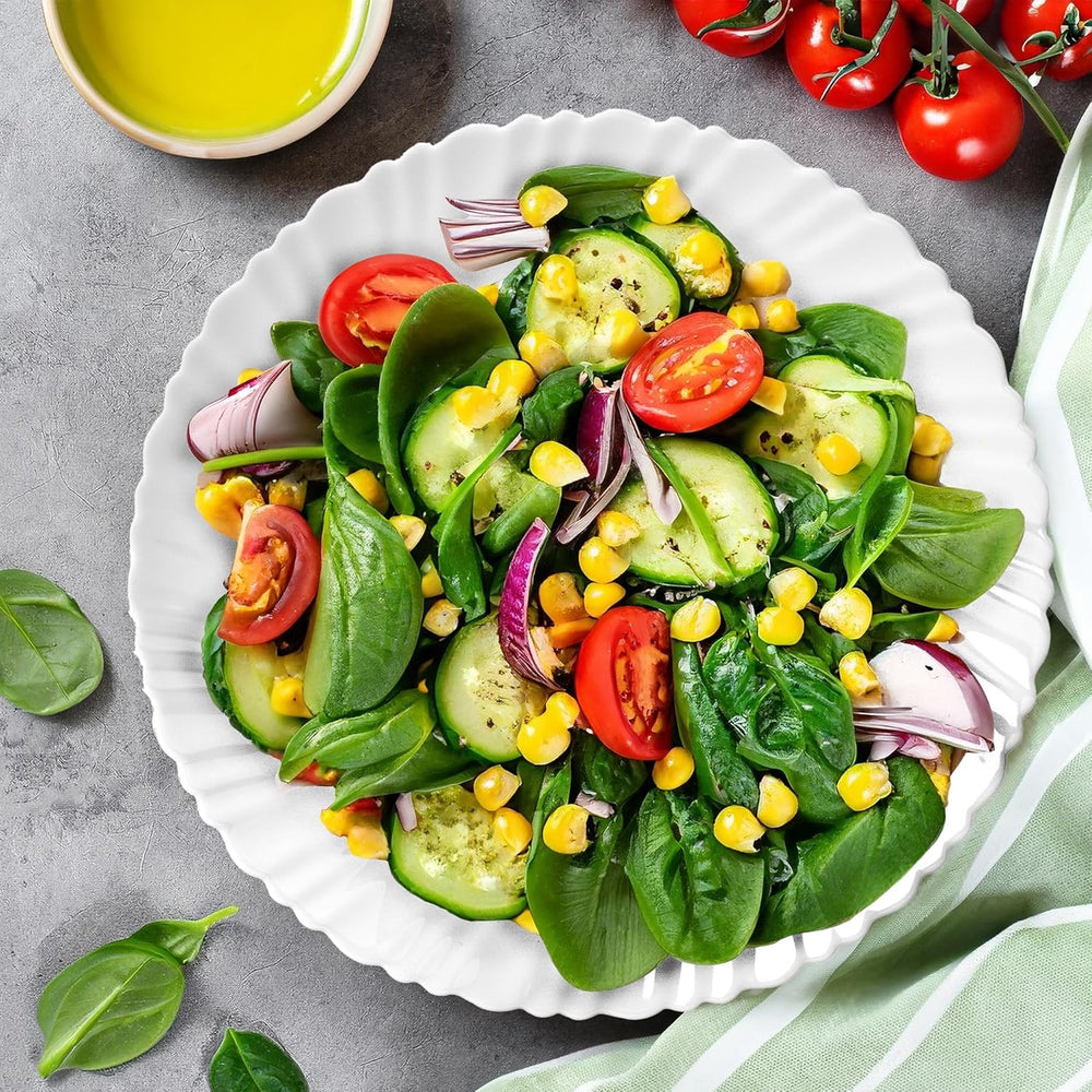 Set de veselă pentru 6 persoane - 18 piese - Set de farfurii din sticlă opal - Set de veselă albă - Set de bol și farfurie - Veselă modernă - Farfurii - Serviciu de masă - Set de veselă pentru 6 persoane