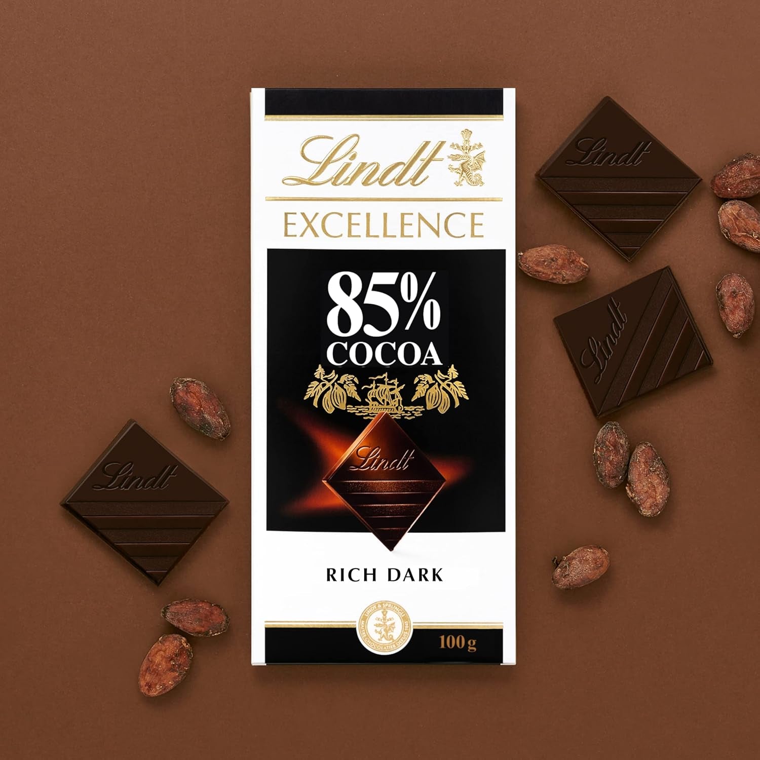 Lindt Ciocolată | Baton EXCELLENCE 85% Cacao | 100g | Ciocolată Extra Neagră | Baton de Ciocolată Vegană