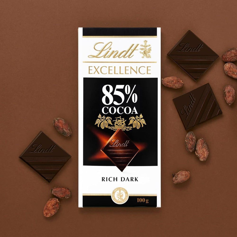 Lindt Ciocolată | Baton EXCELLENCE 85% Cacao | 100g | Ciocolată Extra Neagră | Baton de Ciocolată Vegană