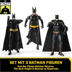 Set Ultimate Batman cu 3 figurine Batman (10 cm) din filmele Batman Returns, The Dark Knight și Batman V. Superman. De la 3 ani Action figures Naty Shop