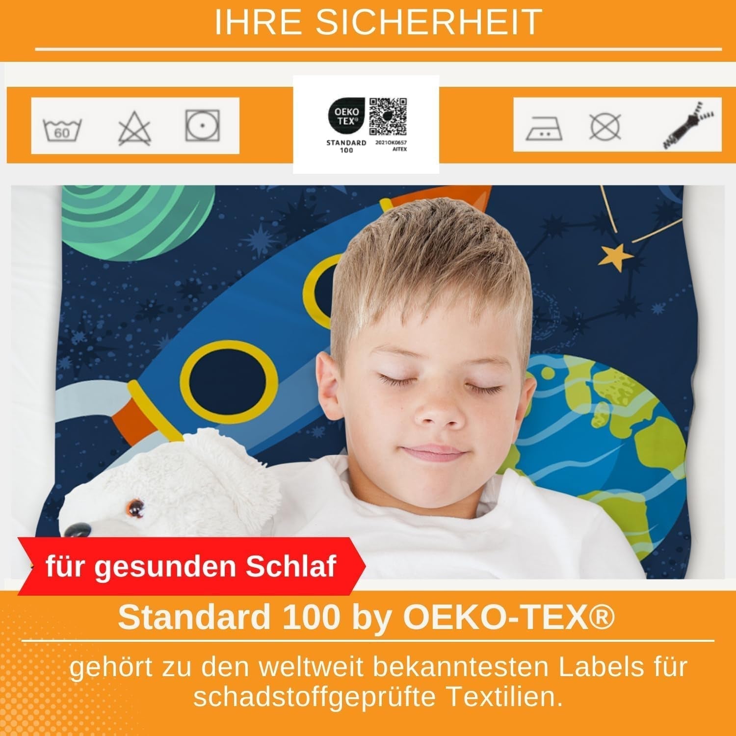 Aminata Kids lenjerie de pat copii, spațiu cosmic, bumbac Lenjerie de pat - copii Naty Shop