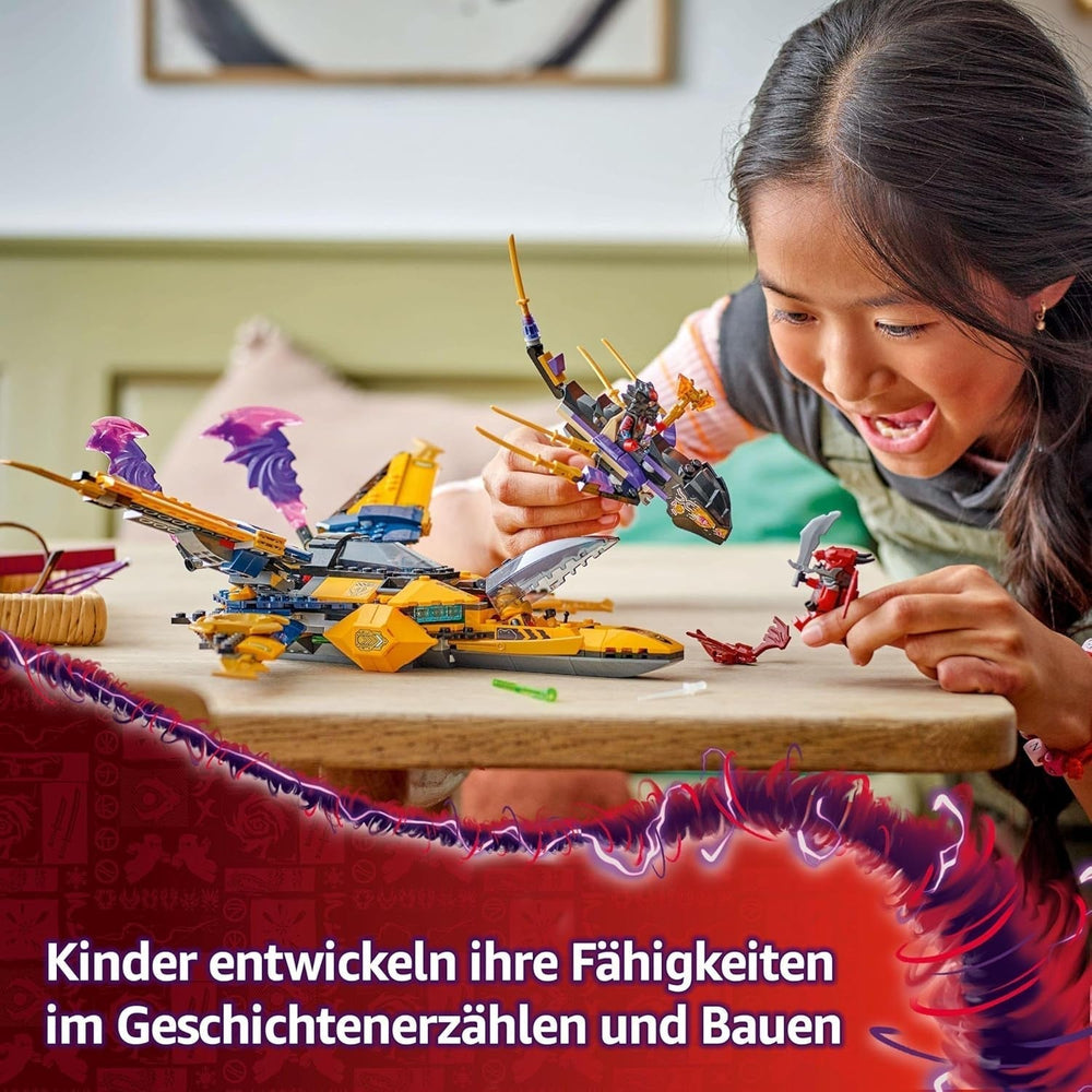 LEGO NINJAGO Super Storm Flyer al lui Ras și Arin - Jucărie cu dronă, tragătoare, lame și motoare - Incl. 3 minifigurine pentru jocuri de rol Ninja - Set de construcție pentru băieți și fete de la 8 ani 71833 Seturi de constructie Besuche den LEGO-Store