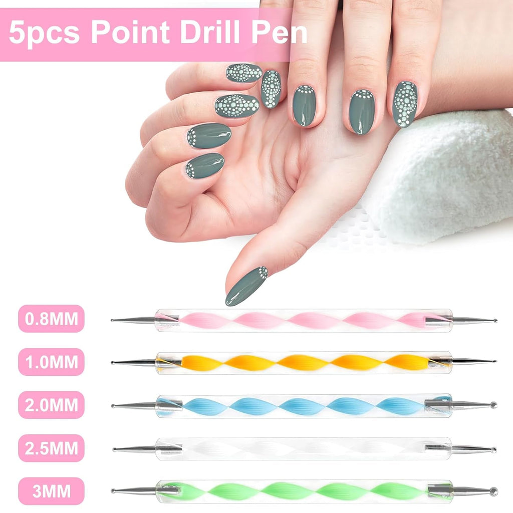53 Blätter Nagelsticker, Nail Art Pinsel Und Dekorationen Set, 15 PCS Pinsel, 5 PCS Dotted Pens, Strasssteine, Blattgold Für Nagelkunst, Nagel Pailletten, Nagelkunstwerkzeuge Und Dekorationssets