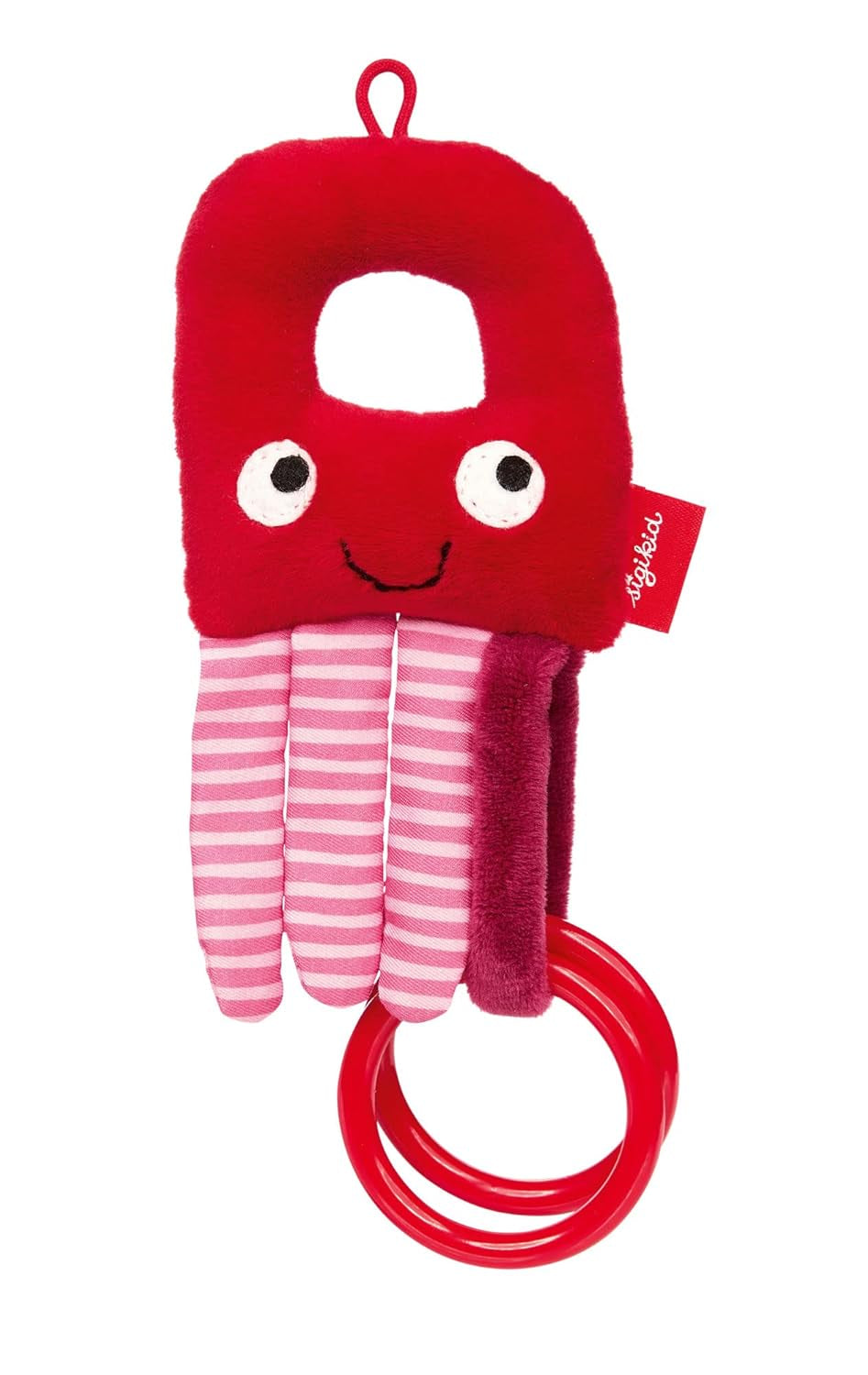 SIGIKID 41172 Rattle balena Red Stars fete și băieți jucărie pentru copii recomandat de la naștere albastru Jucarii Bebe Naty Shop Singur Caracatiță cu inele zornăitoare