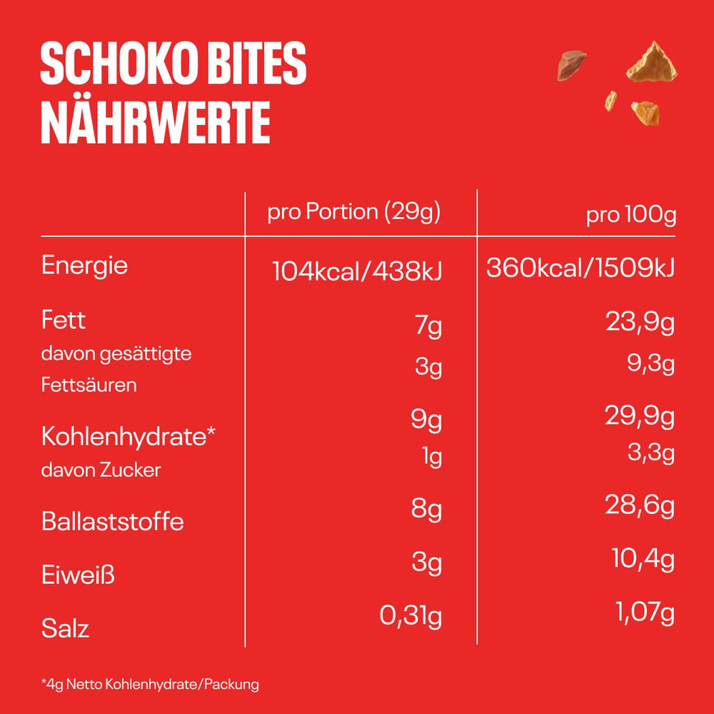 NEOH Chocolate Bites | Fără zahăr adăugat, 100 kcal per porție, bucățele crocante cu o umplutură cremoasă de alune de pădure și cacao, perfecte pentru luat la pachet sau ca înlocuitor de muesli | Keto, conținut scăzut de carbohidrați | Pachet de 3 x 29 g