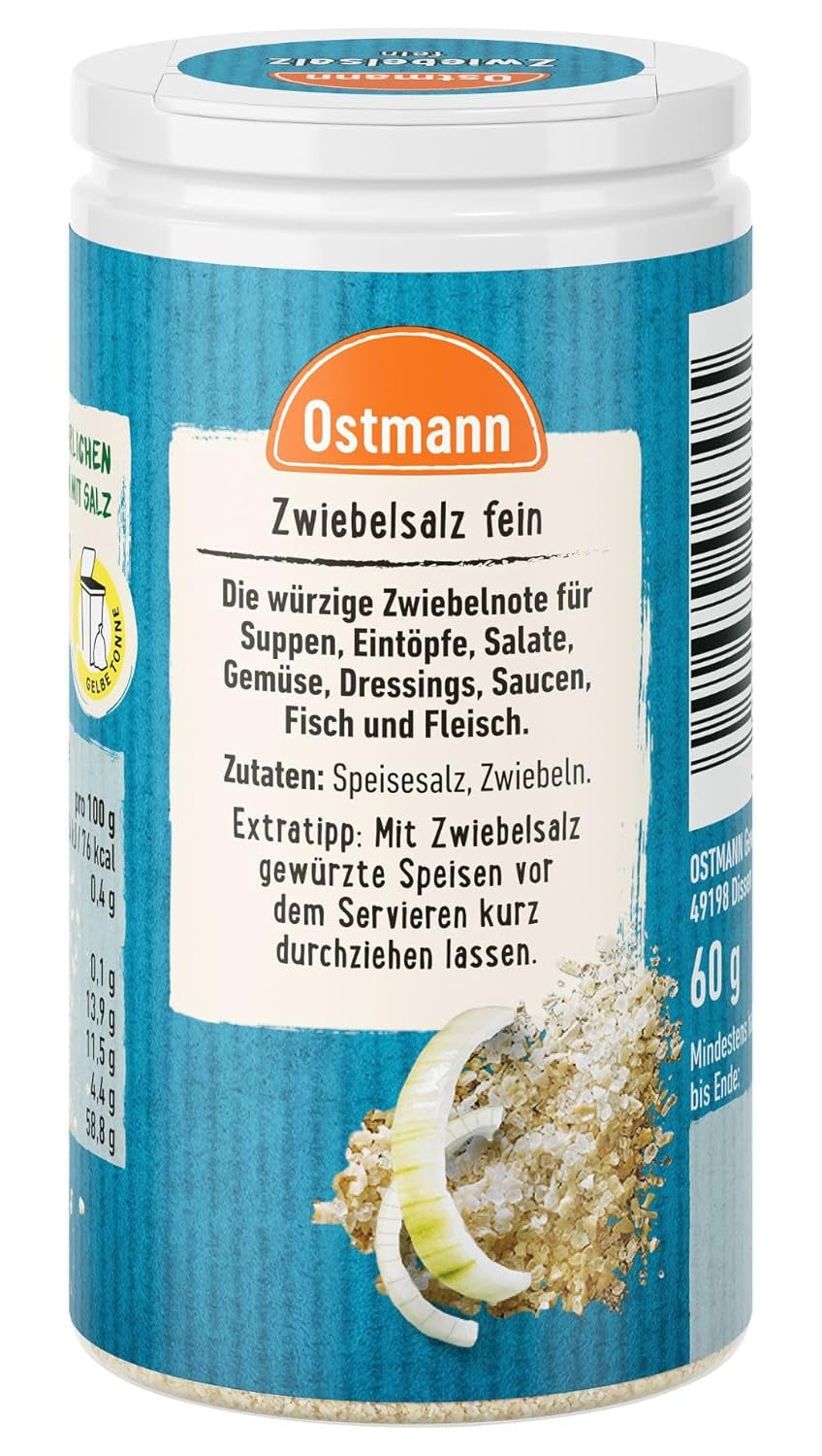 Ostmann Gewürze - Zwiebelsalz | Nachfüllbare & recyclebare Verpackung | 60 g in der Streudose
