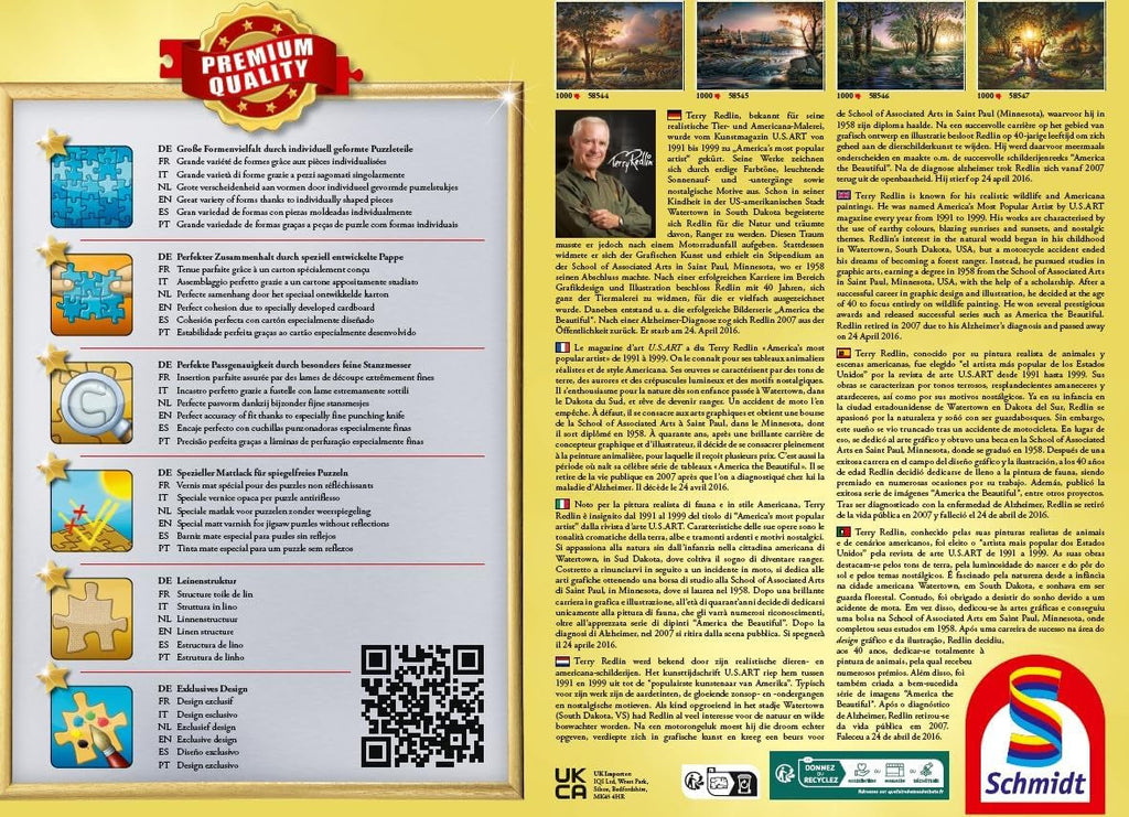 Schmidt Spiele 58545 Lumini în sălbăticie, Terry Redlin, puzzle jigsaw 1000 piese, multicolor Puzzle Naty Shop