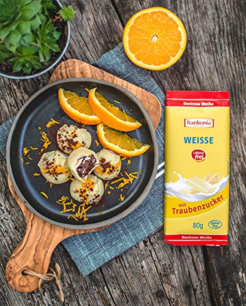 frankonia CHOCOLAT Ciocolată albă cu dextroză, fără lactoză și fără gluten, 80 g