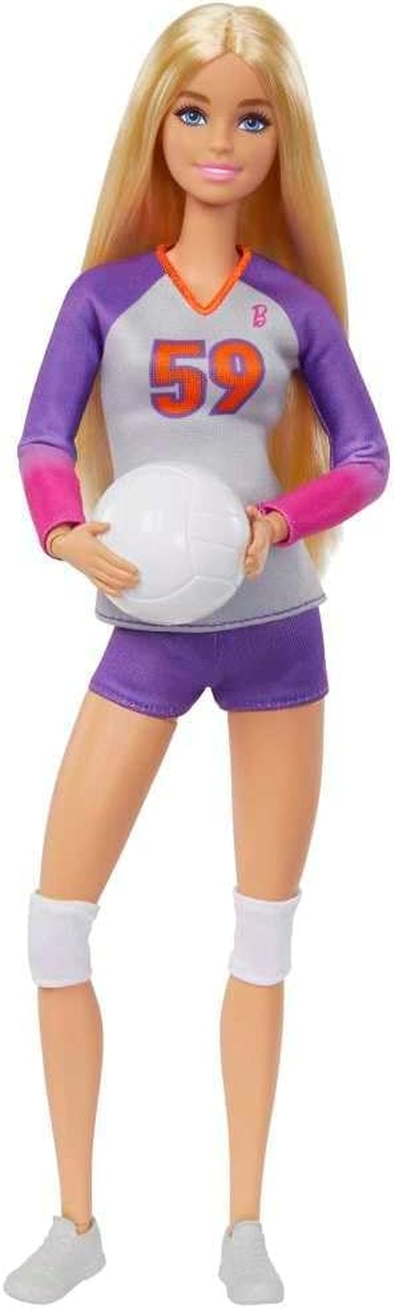 Barbie Made to Move - Volleyballspielerin-Puppe mit Trikot und Ball - 22 Gelenke für realistisches Spiel, inklusive Volleyball und Sportkleidung, HKT72