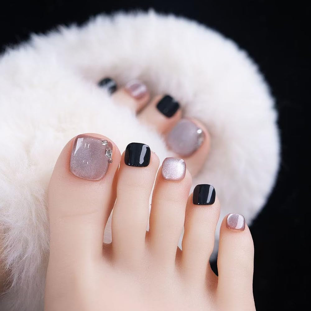 Set unghii false cu adeziv - Unghii false franțuzești - 24 bucăți, design pătrat scurt, gradient alb roz, unghii artificiale, manichiură balerină (gradient roz scurt)