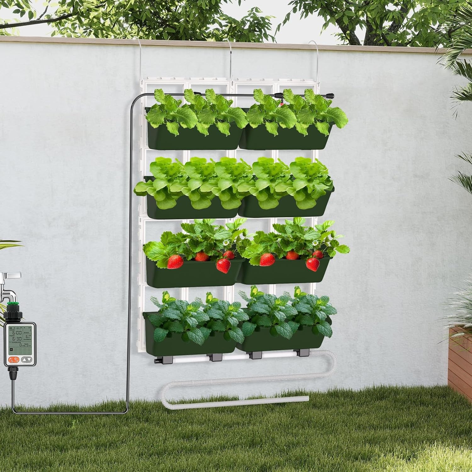 Hängende Vertikale Wand Pflanze, Vertikale Pflanzenwand Balkonbar Pflanzenwand Indoor mit Smart-Timer und Wasserpumpe Blumentopf Wand für Hof Garten Balkon Home Decoration