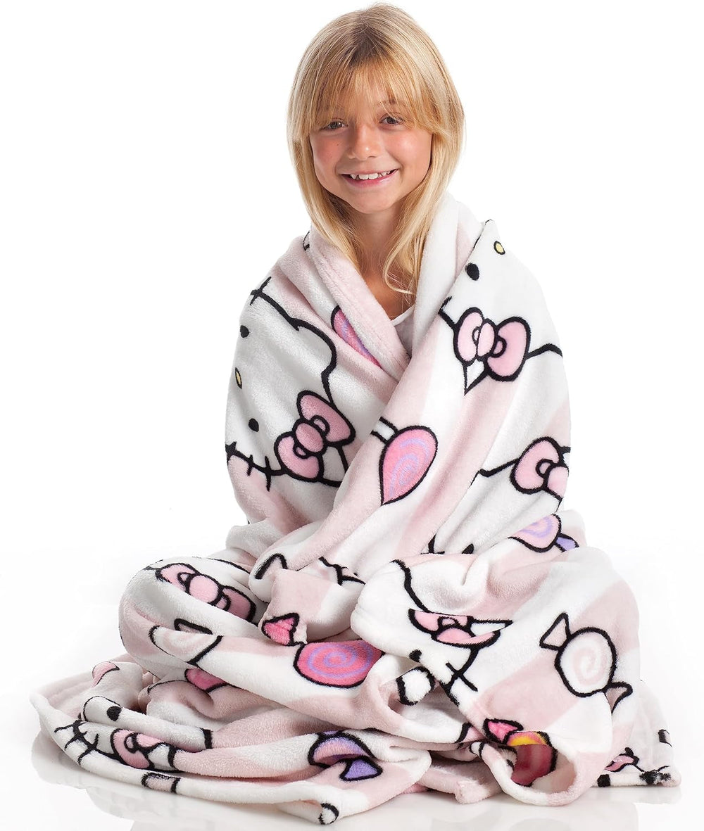 Cuvertură de pat Hello Kitty, roz, pătură moale 130X170Cm, cuvertură de pat din microfibră cuvertură de pat sau cuvertură de pat canapea. Calitate cu certificat Oekotex, Sanrio Paturi si Cuverturi Besuche den Kanguru-Store
