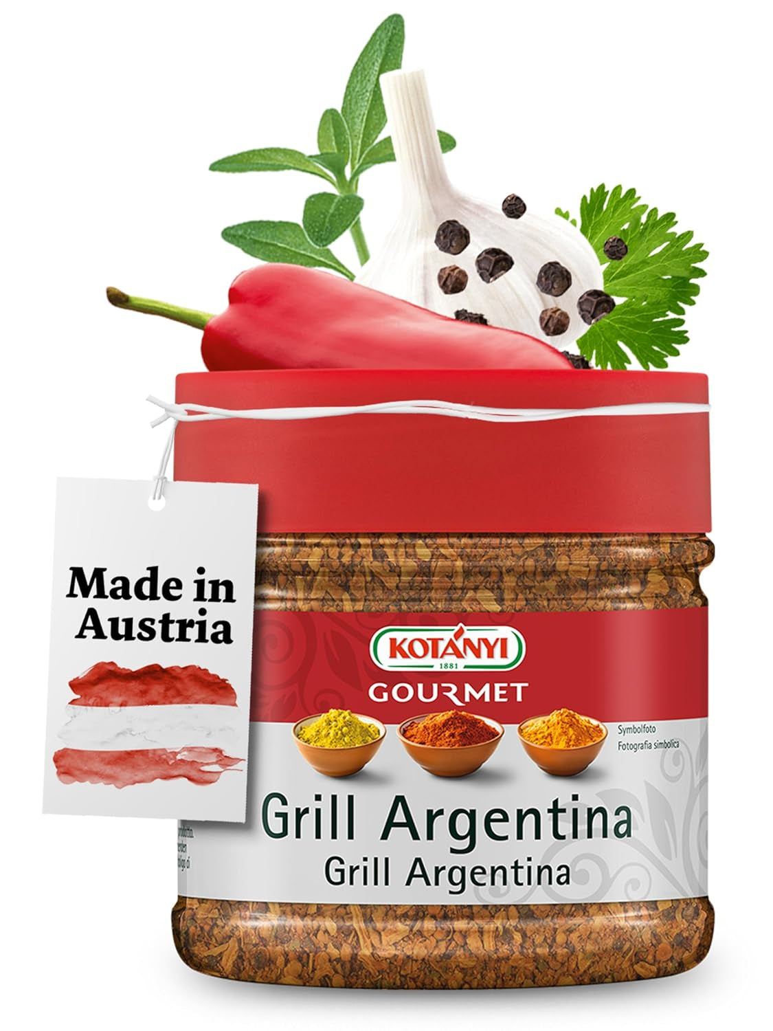 Kotanyi Gourmet Grill-Argentina Gewürzzubereitung, mit Paprika, Pfeffer, Koriander und mehr, fruchtig-pikant, 400ccm, 285 g