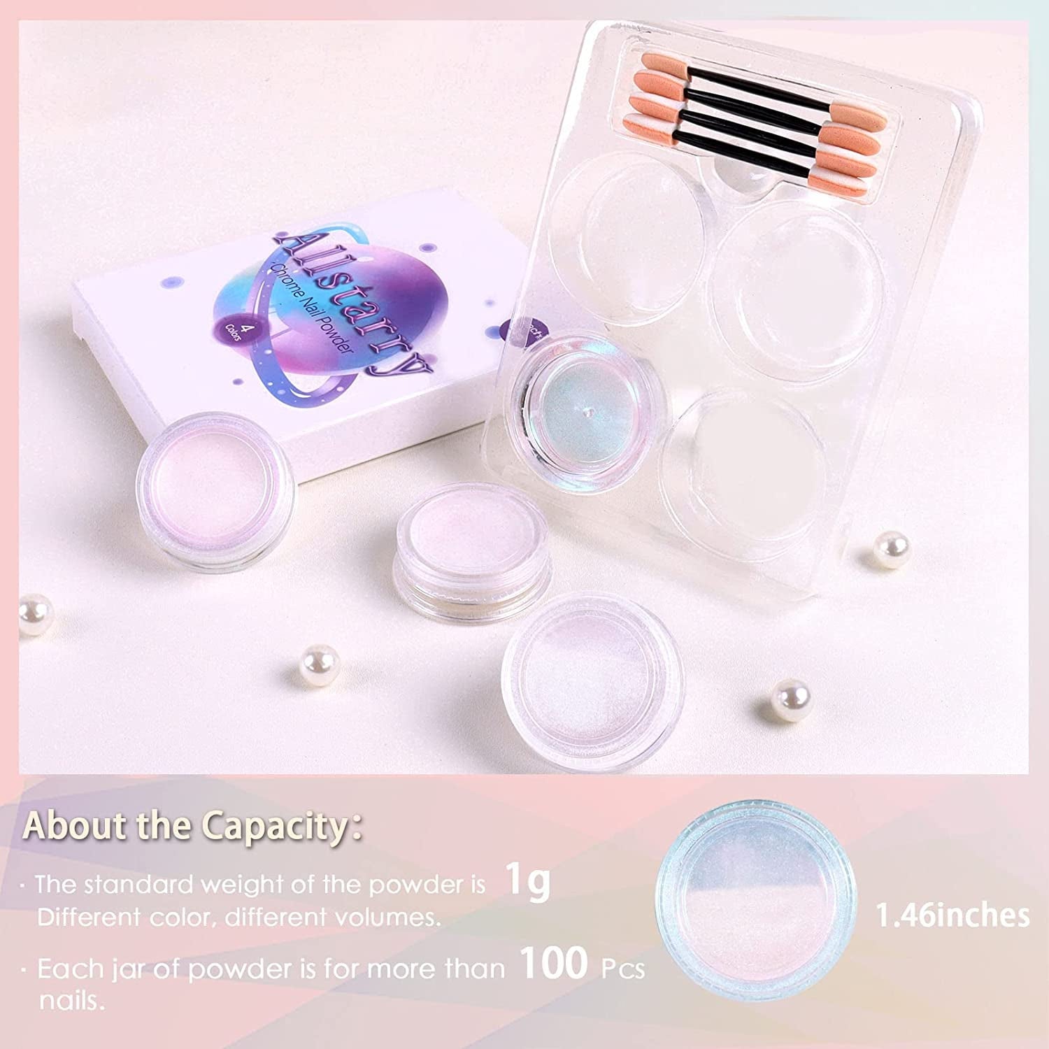 Chrom Nagel Pulver 4 Farben Irisierendes Aurora Pulver Metallic Spiegel Effekt Pigment Pearlescent Meerjungfrau Glitter Einhorn Glitter Für Gel Polish Nail Art Dekoration-Purpurgrüner Jadeit