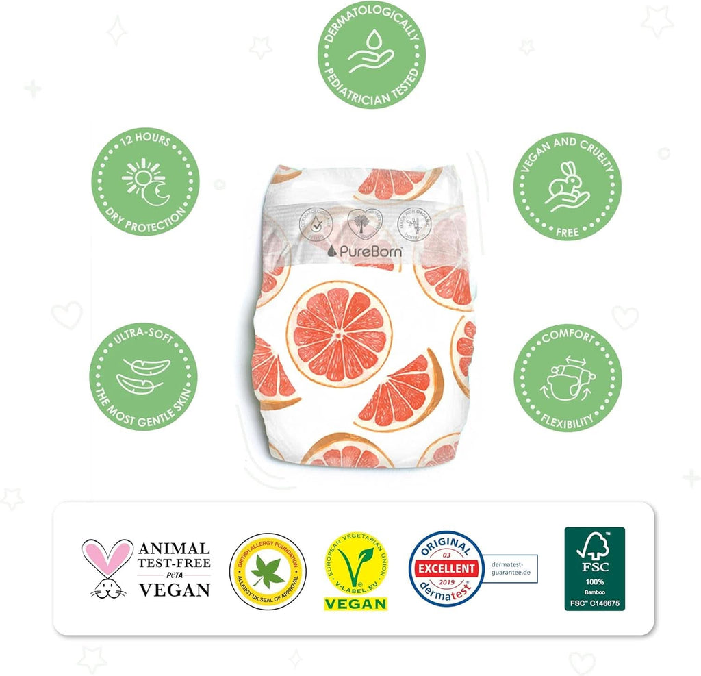Scutece din bambus organic Pureborn Eco, marimea 2 (3-6 kg) Mama si Copilul Naty Shop