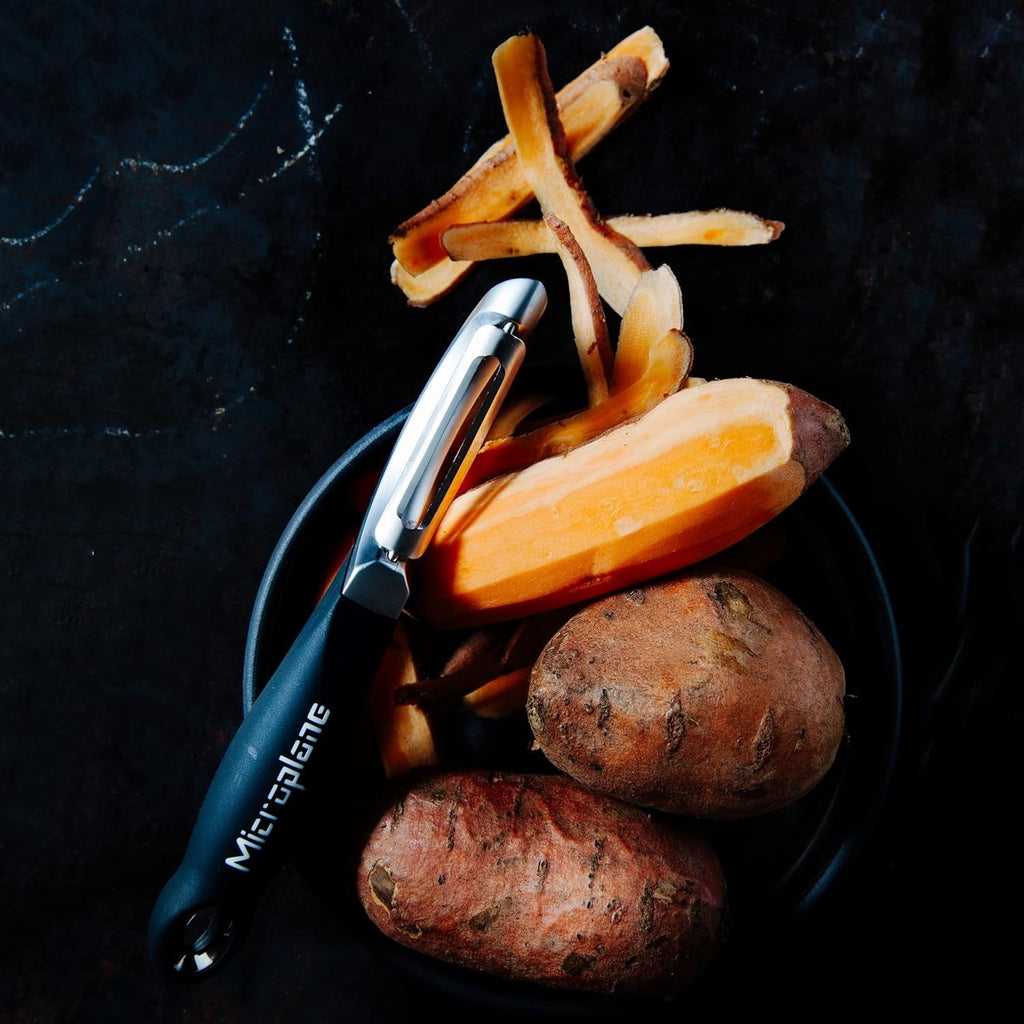 Decojitor profesional Microplane cu lamă dublă din oțel inoxidabil, ambidextru Peeler Naty Shop