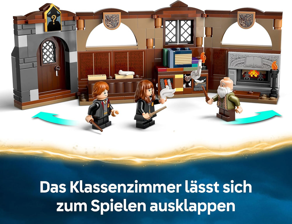 LEGO Harry Potter Schloss Hogwarts: Zauberkunstunterricht, Set mit 3 Minifiguren, inkl. Hermine Granger & Ron Weasley, Wingardium Leviosa Funktion, Spielzeug für Mädchen & Jungen ab 8 Jahren 76442