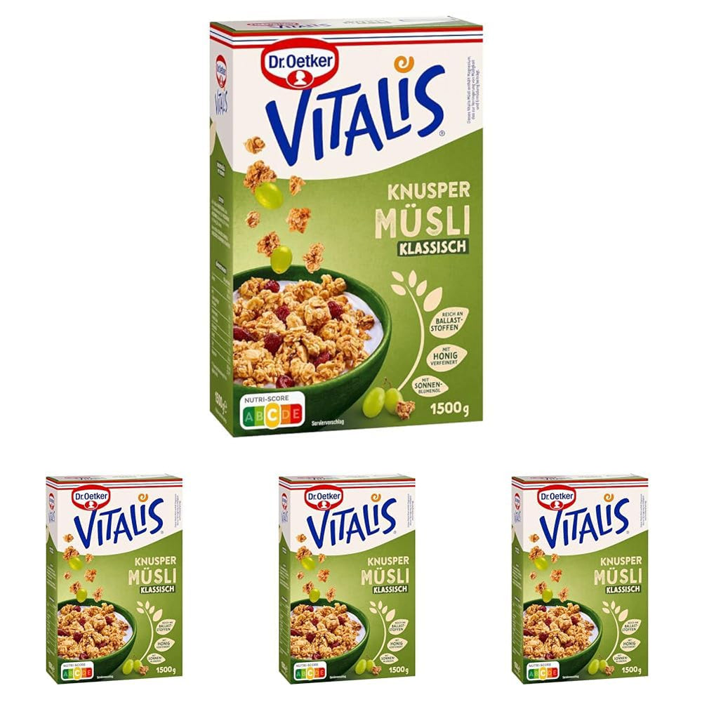 Dr. Oetker Vitalis muesli crocant clasic: pachet mare de muesli crocant pentru micul dejun cu stafide, pachet de 1, 1,5 kg
