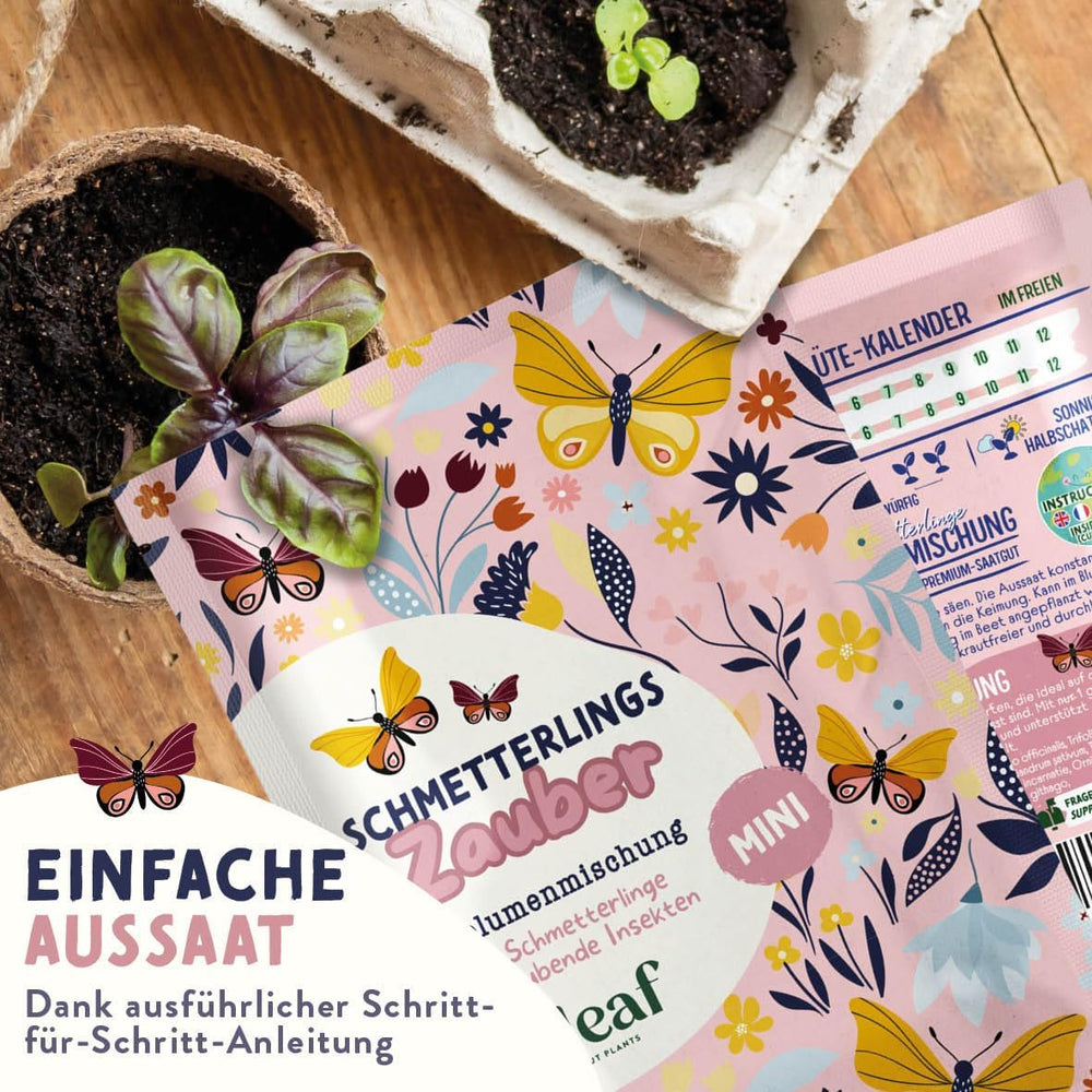 Schmetterlingswiese Blumensamen Schmetterlingsgarten I Blumensamen Balkon I Blumensamen Tütchen mit Wiesenblumen Samen I bienenfreundliche Blumensamen (Schmetterlings-Zauber mini)