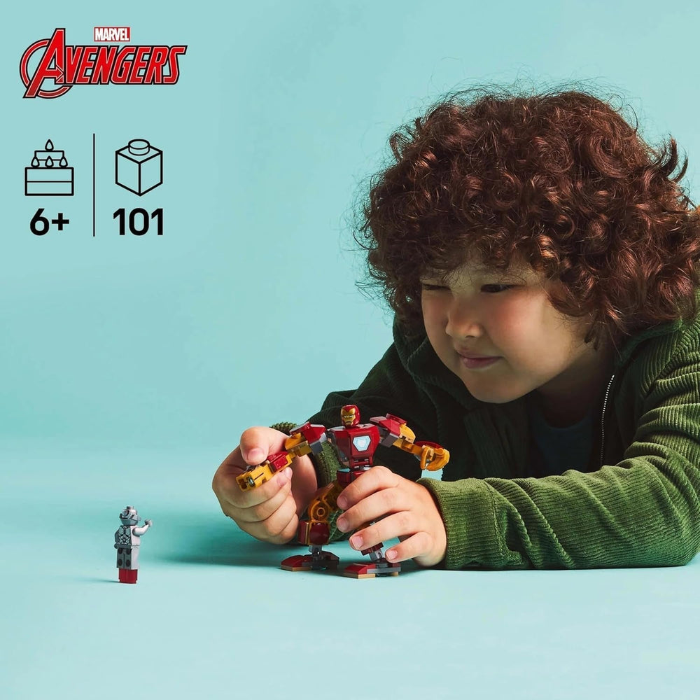 LEGO Marvel Iron Man Mech Vs. Ultron - Jucărie de supererou cu 2 minifigurine - Figură de acțiune cu brațe, picioare și degete mobile - Cadou pentru băieți și fete cu vârsta peste 6 ani 76307 Seturi de constructie Besuche den LEGO-Store