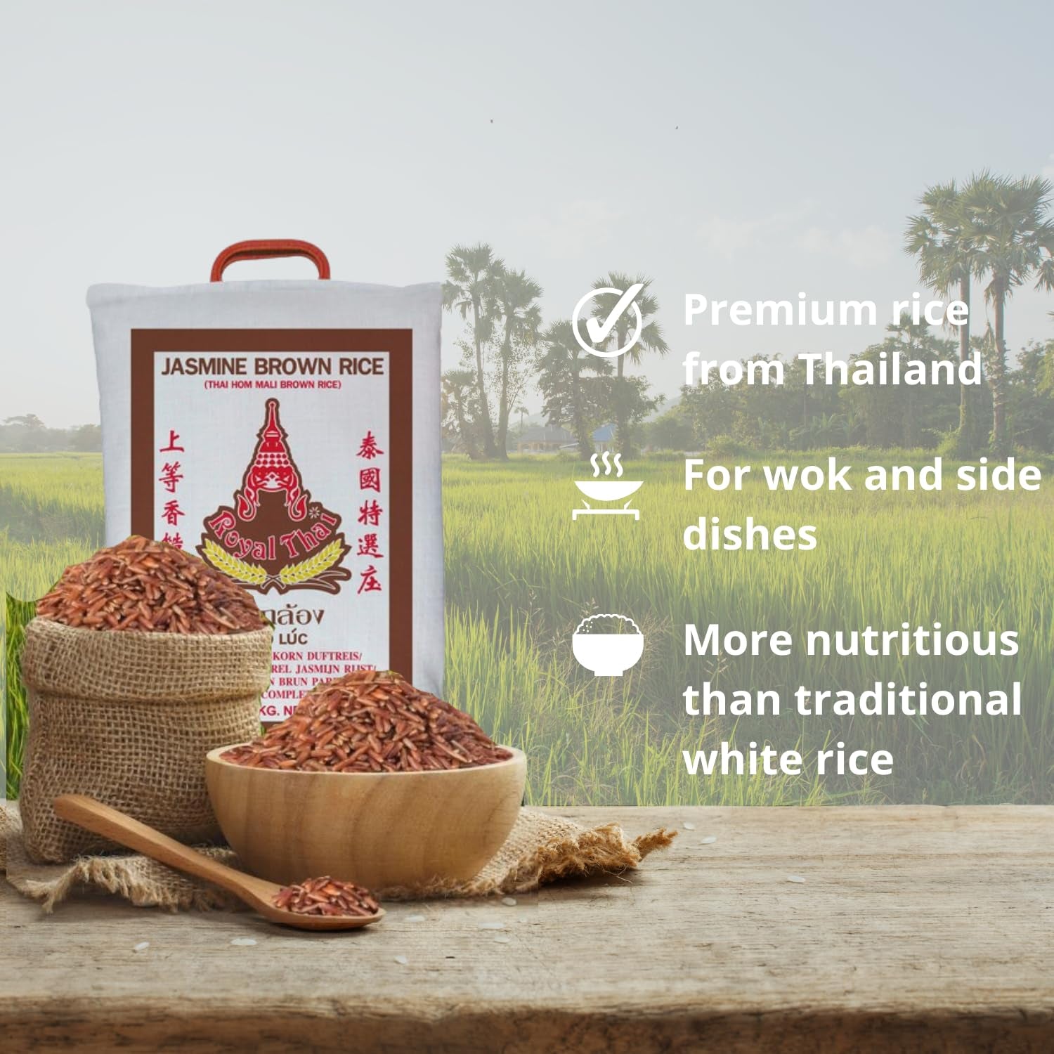 ROYAL THAI RICE - Orez brun parfumat cu bob lung - 1 x 10 kg