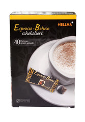 Boabe de espresso Hellma în ciocolată neagră - 40 de boabe acoperite individual cu ciocolată - 1,1 g fiecare - Cutie de depozitare - pentru cafenele și restaurante