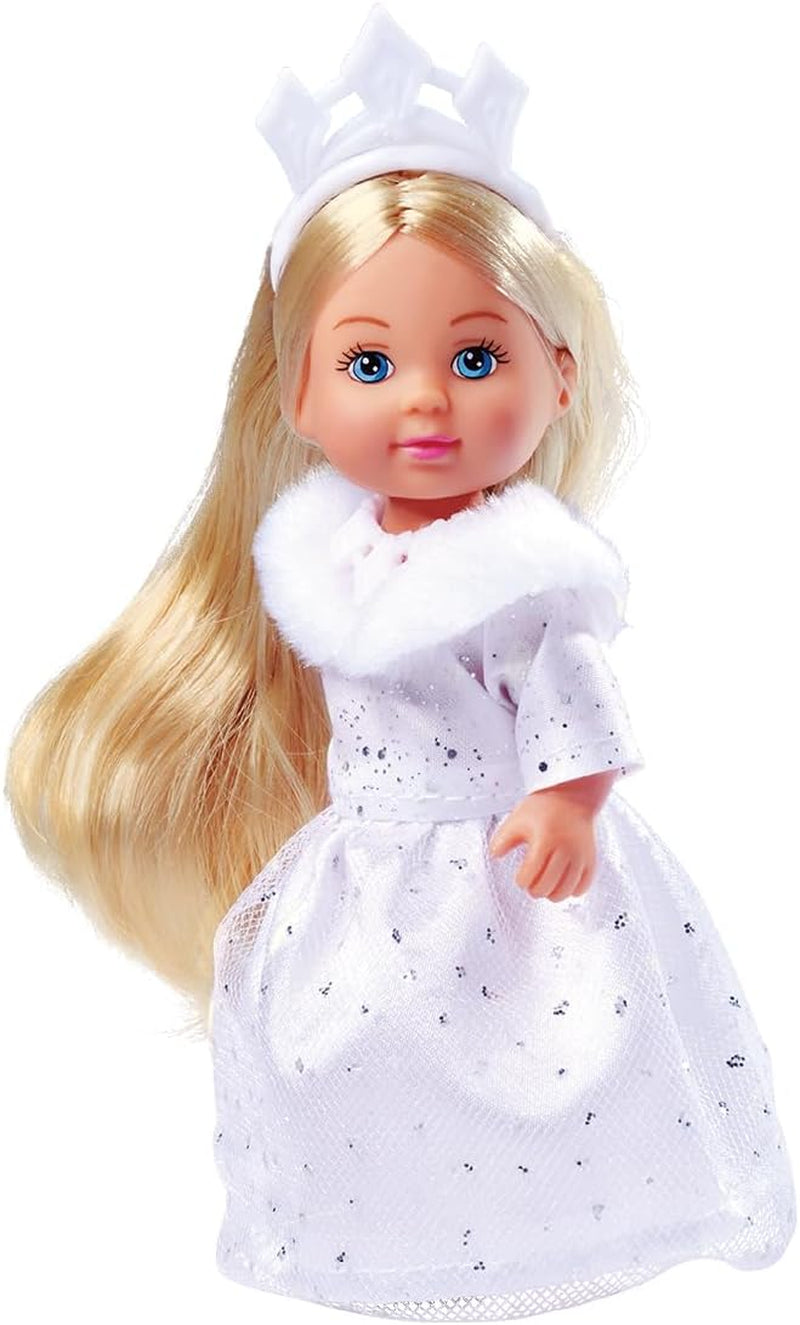 Simba Evi Prințesa Visurilor Iubirii, păpușă de joacă într-o rochie de iarnă de vis cu garnitură de blană și elemente cu sclipici, 12 cm, de la 3 ani