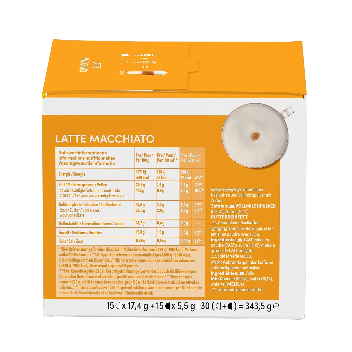 NESCAFÉ DOLCE GUSTO Latte Macchiato Kaffeekapseln 3er Vorratspack (3 x 30 Kapseln)