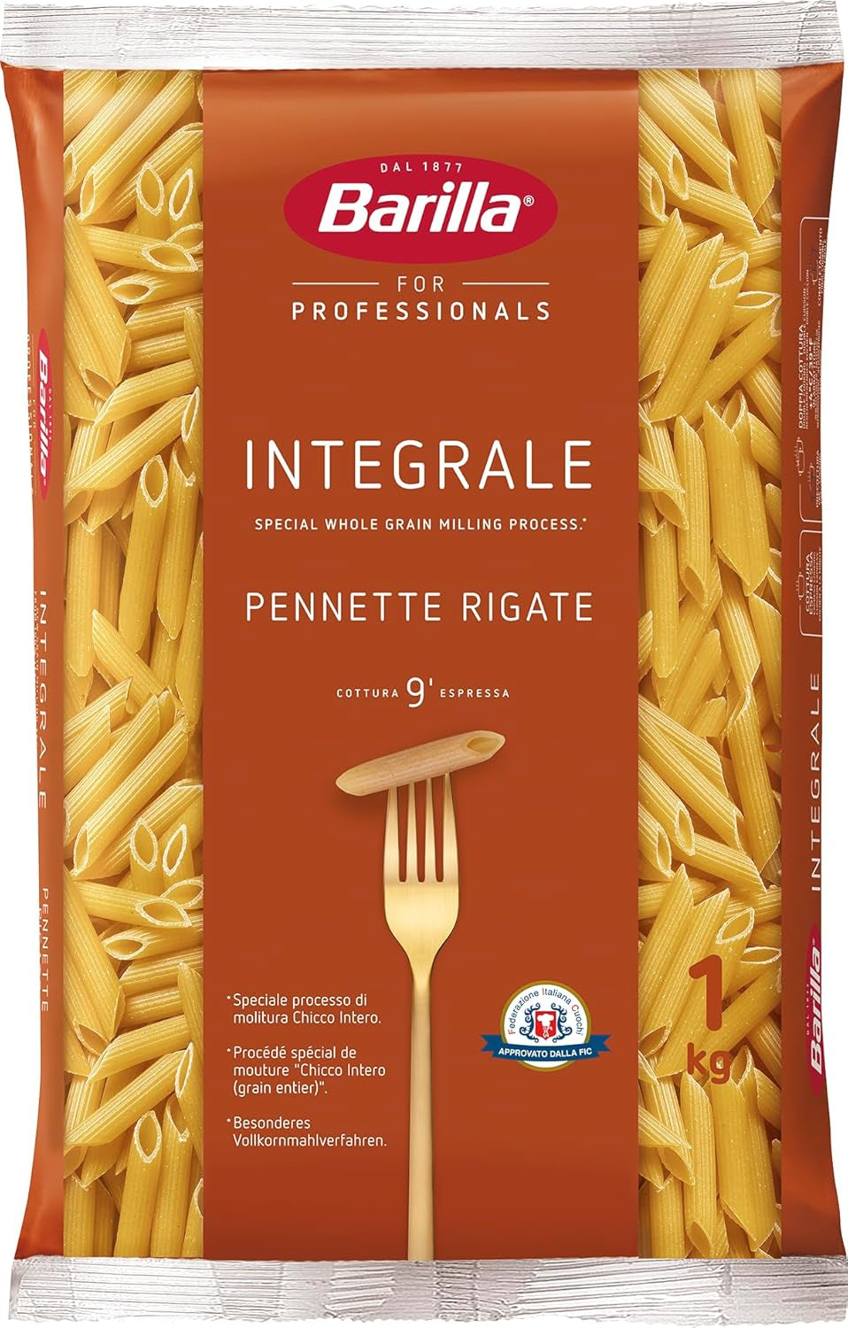 Paste integrale Barilla Pennette Rigate Integrale, pachet de 9 (9 x 1 kg)