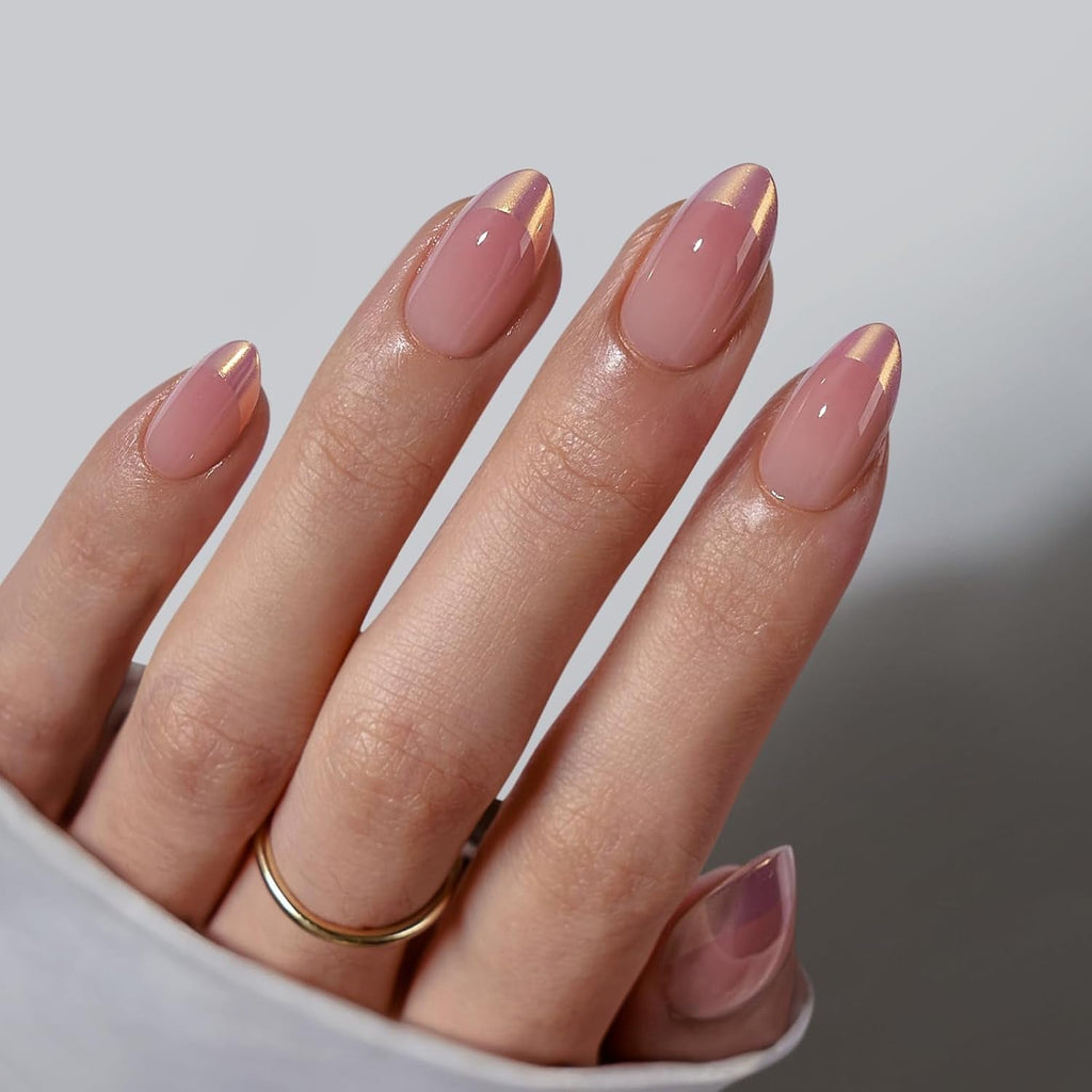 Btartbox Unghii False Scurte și Pătrate, Model Baby Boomer, pentru Lipire, Unghii False Albe, Roz Gradient, Unghii Artificiale Scurte cu Lipici de Unghii, 30 Bucăți Unghii False Artificiale Pătrate