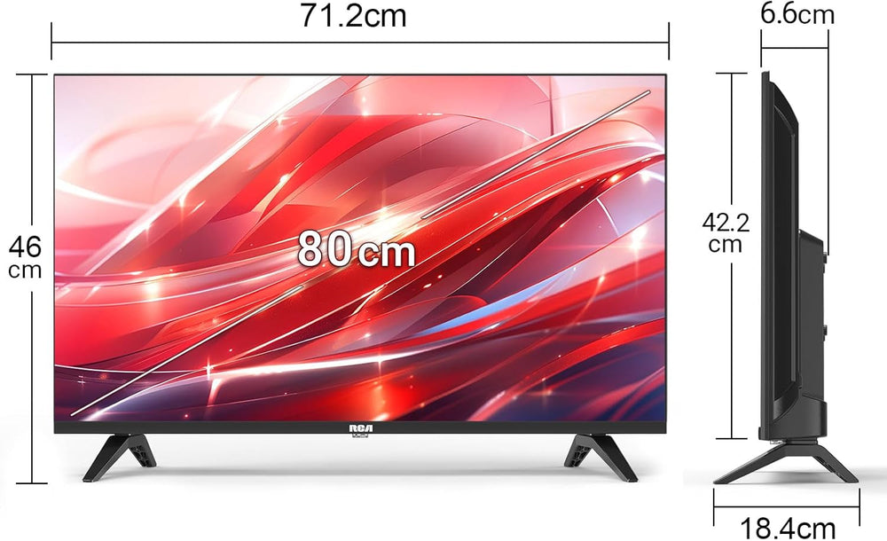 Televizor RCA TV, 32 inch (80 cm), fără ramă, LED HD, tuner triplu (DVB-T/T2-CS/S2), HDMI, CI+, player media USB, mod hotel, Dolby Audio (NRB32HQ1, 2024)