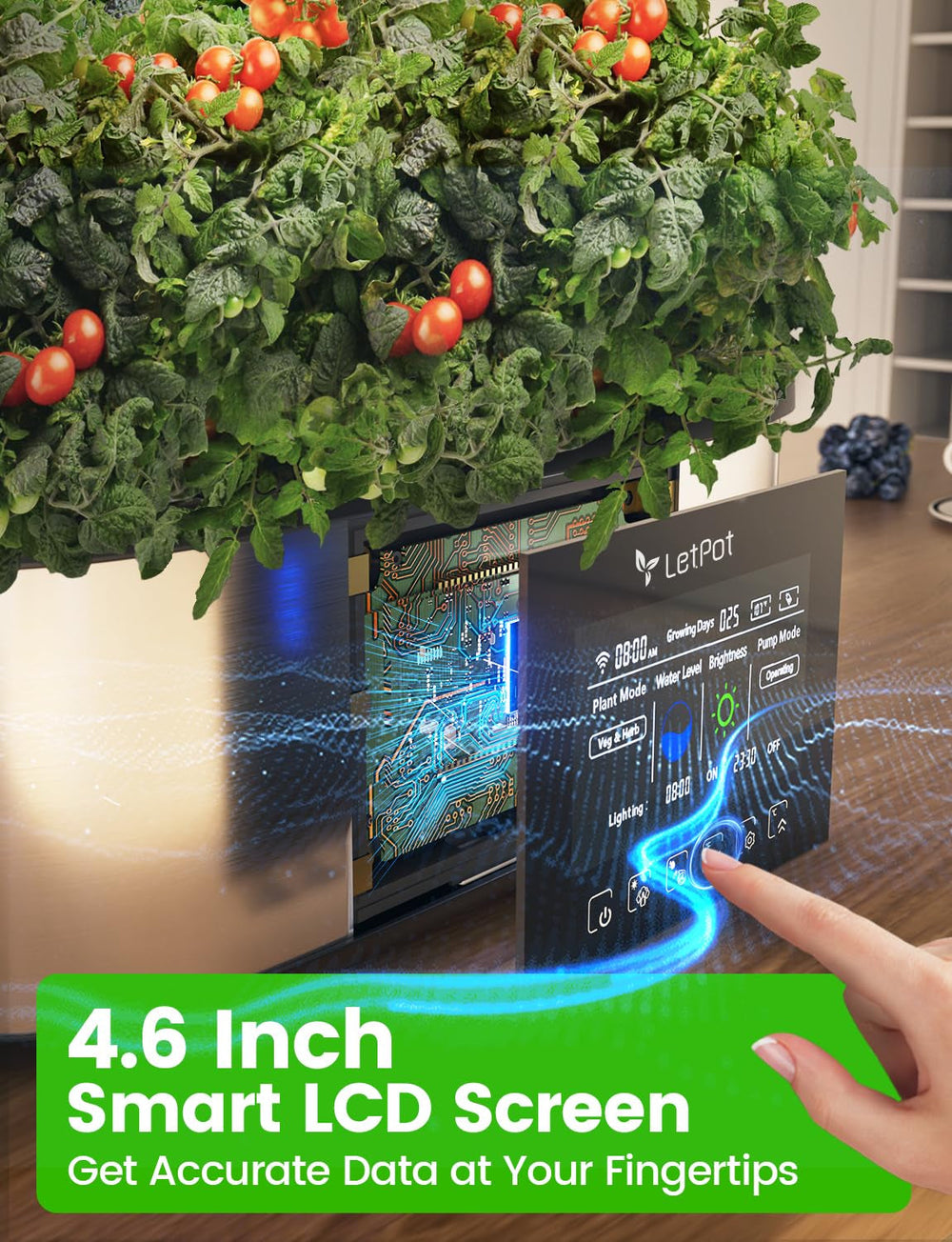 Kit sistem de creștere hidroponică LPH-Max, 21 de capsule, aplicație și WiFi, controlat automat, grădină inteligentă de interior cu lumină LED de 36W, kit de udare automată prin picurare, îngrijire autogestionată