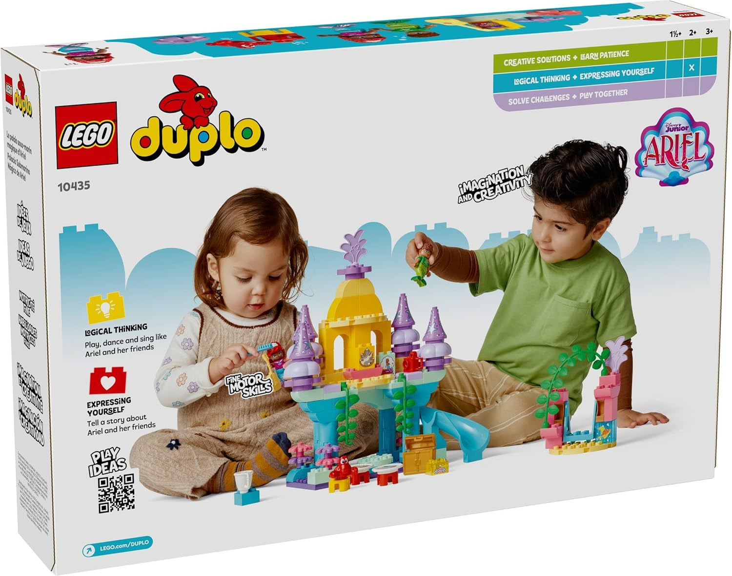 LEGO DUPLO Disney Arielles magischer Unterwasserpalast – Schloss Spielzeug aus Die kleine Meerjungfrau für Mädchen & Jungen ab 2 Jahren – Lernspielzeug für Kinder mit 3 Figuren – Geschenk – 10435