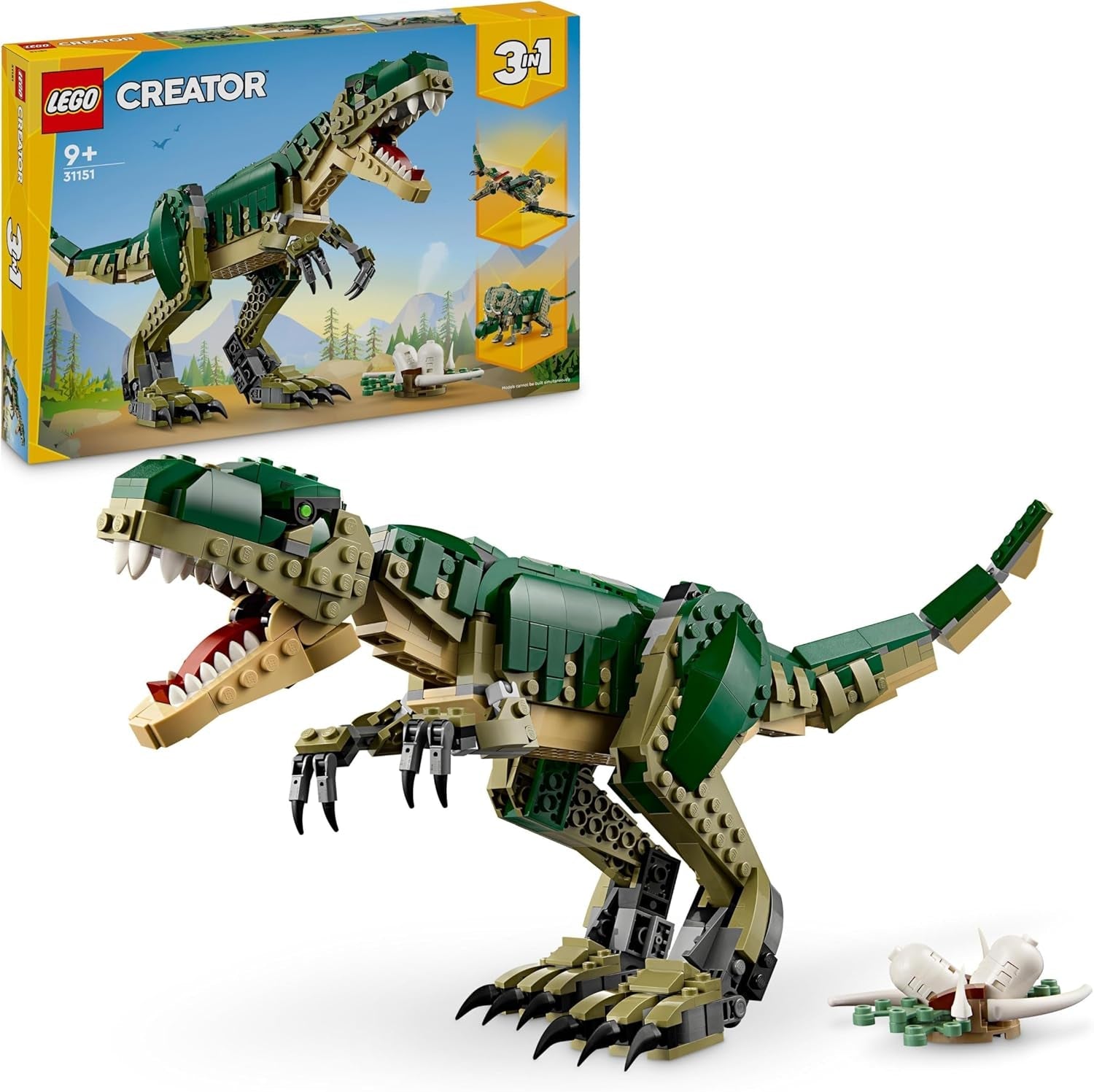 LEGO Creator T.Rex, Dino 3-in-1 pentru transformare în Triceratops sau Pterodactil, model de dinozaur mobil pentru copii, cadou pentru băieți și fete 31151 Seturi de constructie Besuche den LEGO-Store Titlu implicit