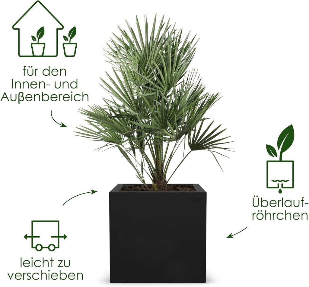 elho Vivo Next Square 30 - Cutie cu flori pentru interior și exterior - 100% plastic reciclat - L 29,5 x Î 29,5 cm - Negru/Negru viu