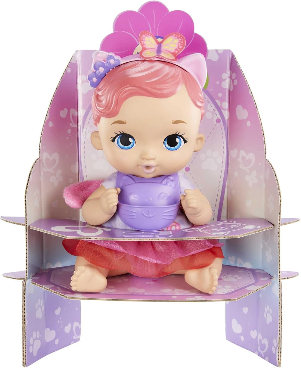 My Garden Baby HHL21 - Katzen-Baby Puppe (pinke Haare) mit Katzenohren und süßem Jasmin-Duft, inklusive Lätzchen, Fläschchen und Stoffwindel, Spielzeug für Kinder - ab 3 Jahren