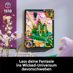 LEGO Wicked Emerald City Wandkunst - 3D Modell für Erwachsene - Modellbau mit 6 Minifiguren inkl. Dorothy sowie Toto Hundefigur - DIY Deko fürs Wohnzimmer - Geschenk für Filmfans - 75685