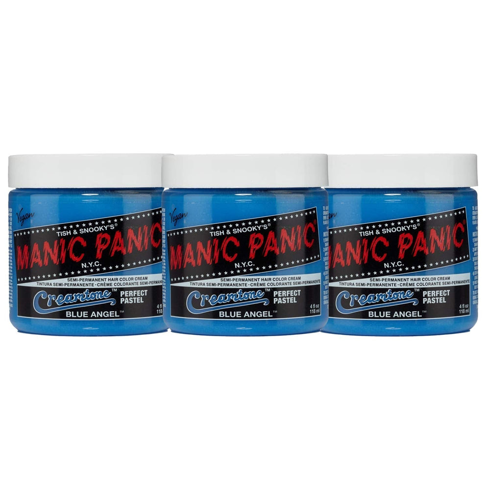 Manic Panic Electric Lizard Classic Cream, vegan, fără cruzime, vopsea de păr verde semipermanentă 118ml Vopsea pentru par Naty Shop Înger albastru Pastel 118 Ml (pachet de 3)