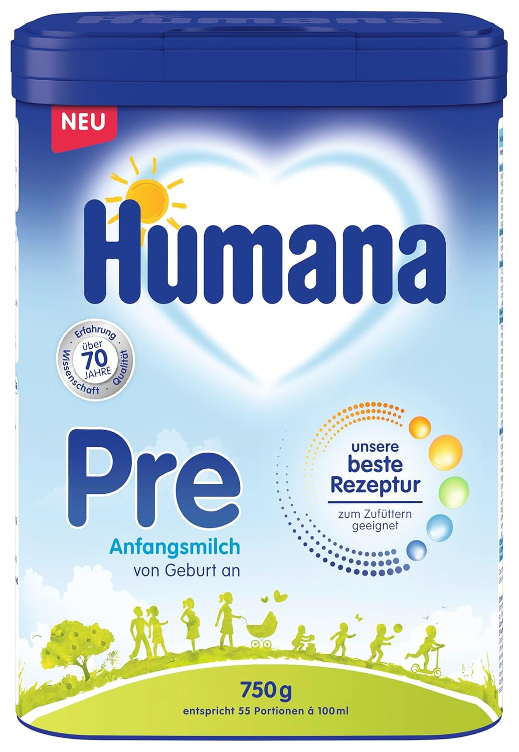 Formula Humana Pre Infant 750g - Pachet - Lapte pentru bebeluși de la naștere - Formulă pentru bebeluși ca înlocuitor sau supliment al laptelui matern - Hrană pentru bebeluși