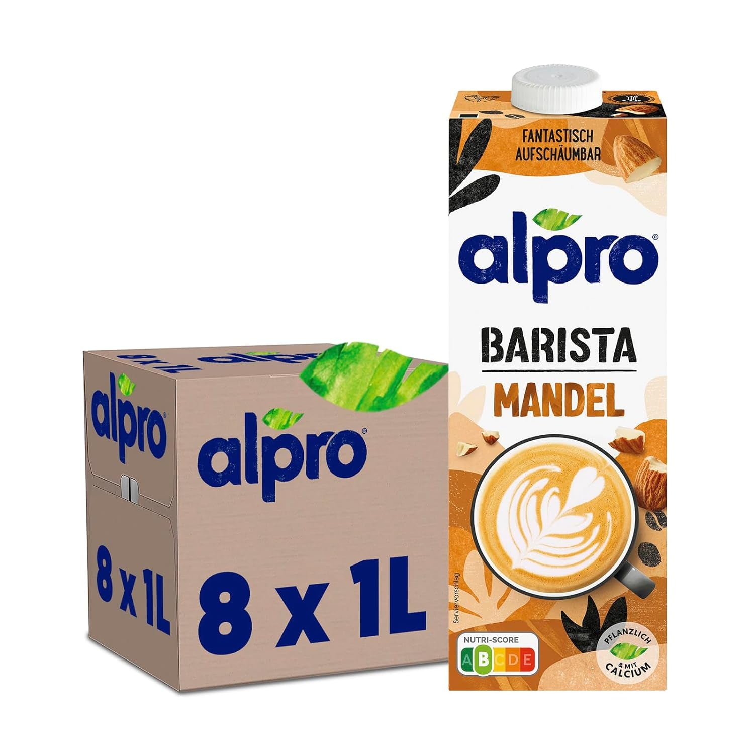 Alpro Barista Haferdrink – Zum Aufschäumen – Vegan und milchfrei – Von Natur aus laktosefrei – Reich an Ballaststoffen, Calcium und Vitaminen – 8 x 1 L – Haltbar