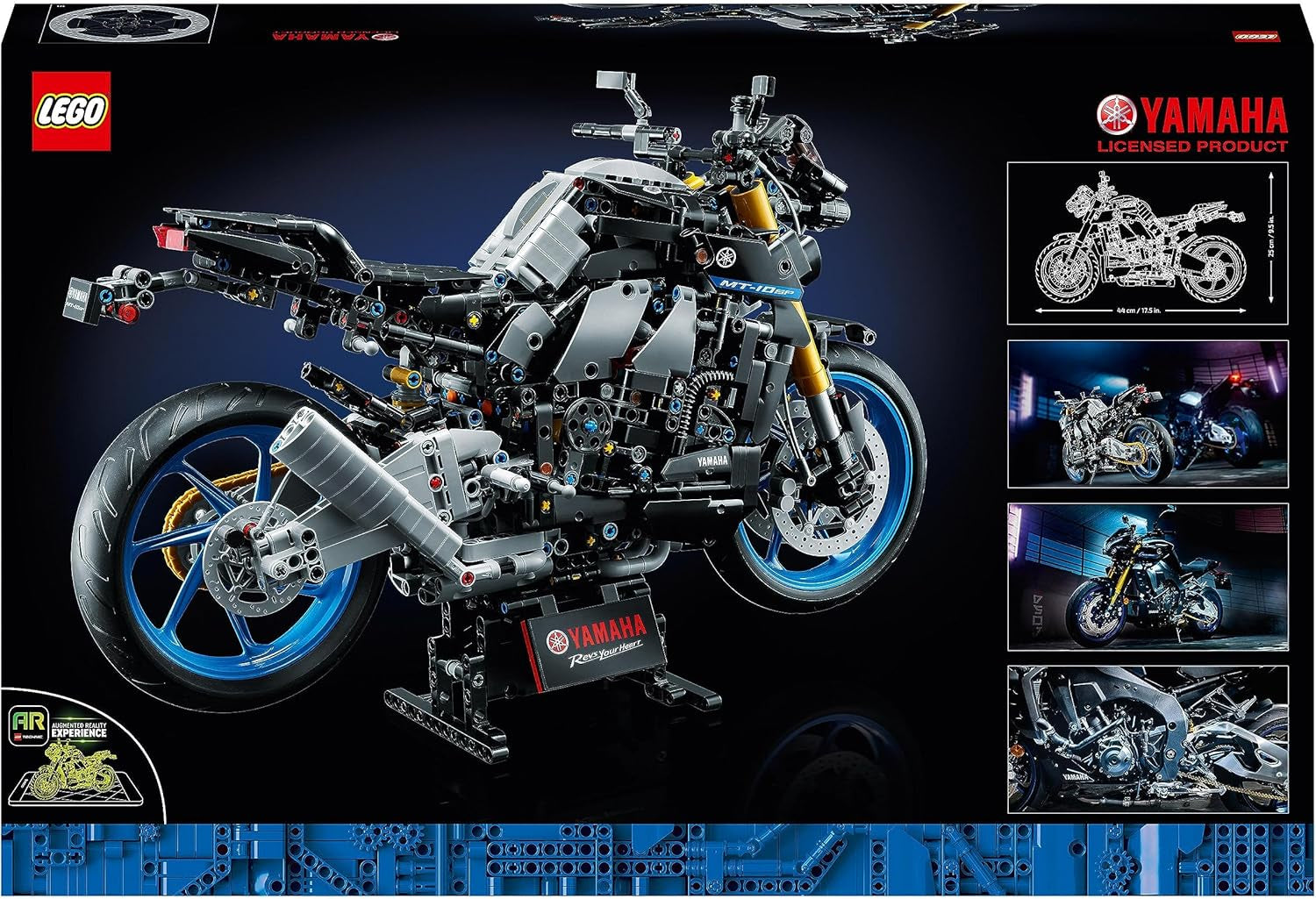 LEGO 42159 Technic Yamaha MT-10 SP Kit model de motocicletă pentru adulți, model autentic de vehicul cu motor cu 4 cilindri, direcție funcțională și aplicație Ar, cadou pentru bărbați și femei Seturi de constructie Besuche den LEGO-Store