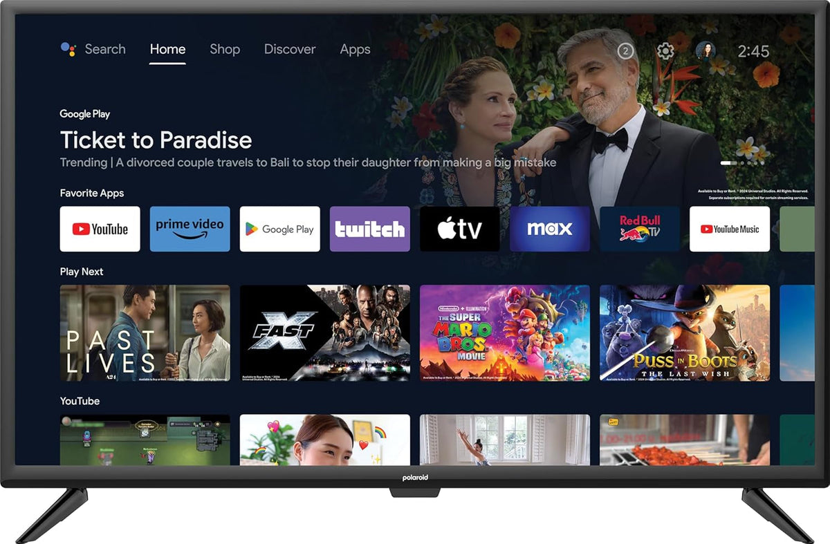 Televizor inteligent Polaroid, Android, 80 cm (32 inch), HD 1366x768, LED, WLAN, Bluetooth, 3 HDMI, 2 USB, Negru