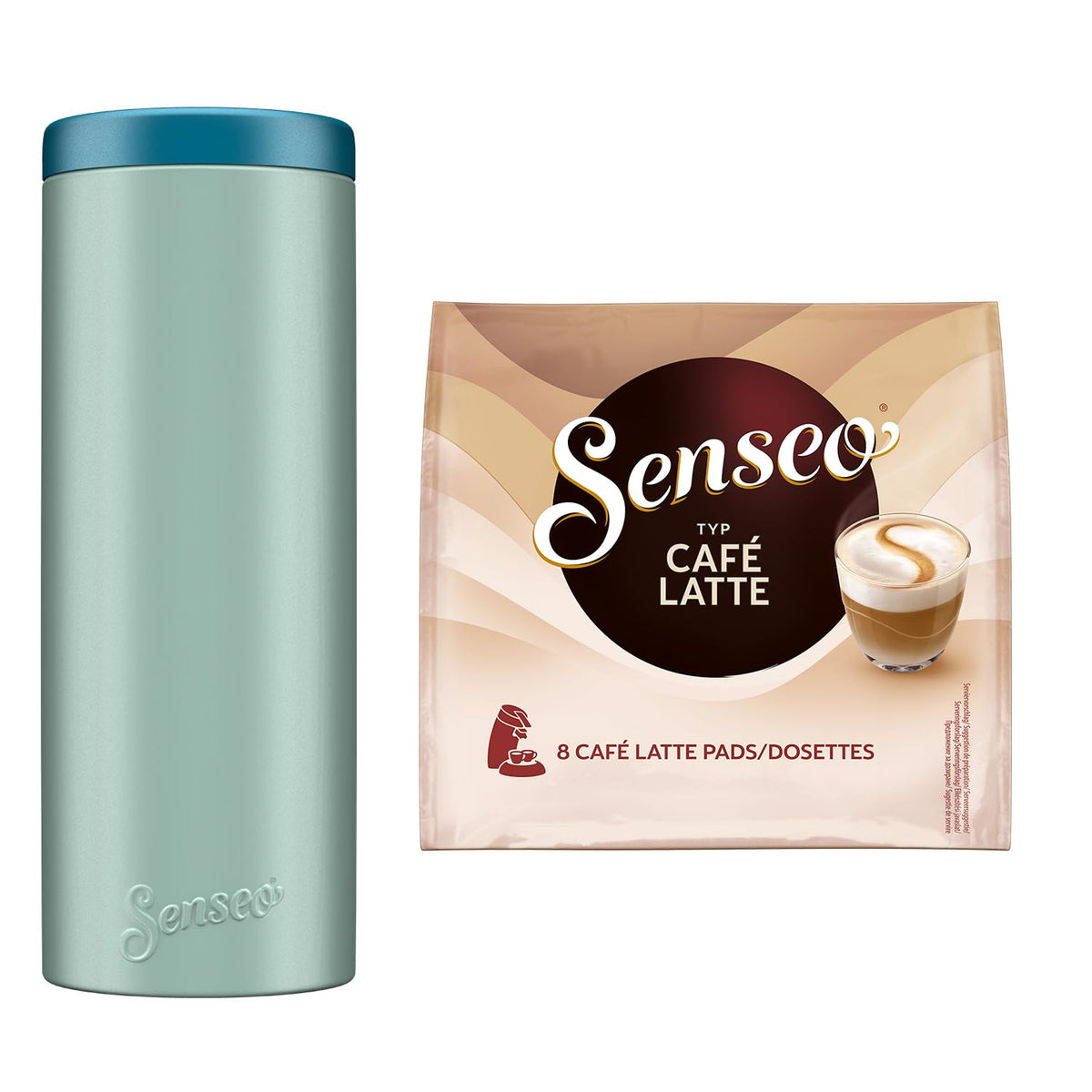 Senseo Pads Café Latte, 10 x 8 Getränke, 80 Kaffee Pos, iklusive Senseo Pad Dose